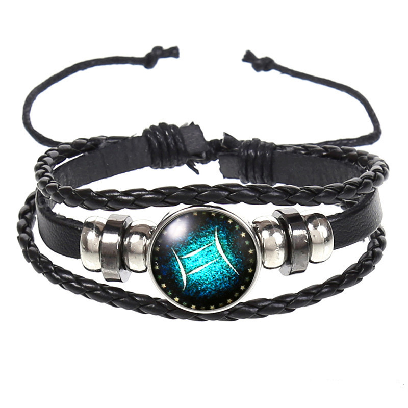 12 Constellations Vintage Leather Bracelet